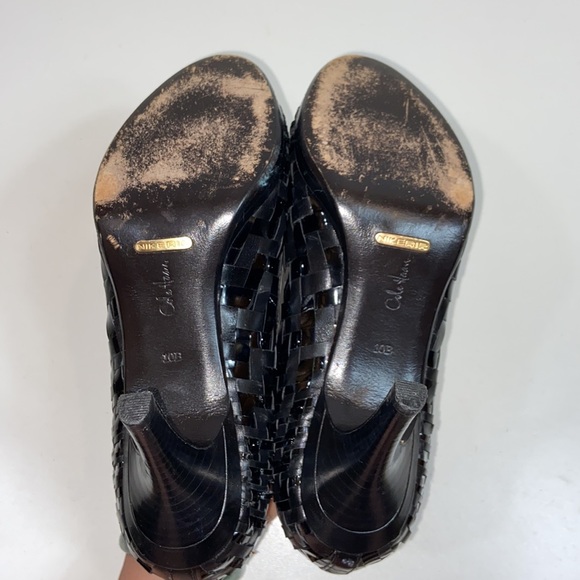 Cole Haan I Black Woven Leather Open Toe Heels 10 - Picture 8 of 8